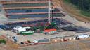 Aerial view of a natural gas drilling operation in Pennsylvania.