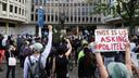 Protesters gather in front of the Philadelphia Police Headquarters in Philadelphia, Pa. in May 2020. 