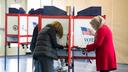 Voters at Nether Providence Elementary polling location in Delaware County, Pennsylvania on Election Day 2020.