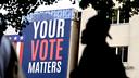 A banner along Spring Garden Street reminds Philadelphia citizens it is Election Day on Tuesday, May 16, 2023.