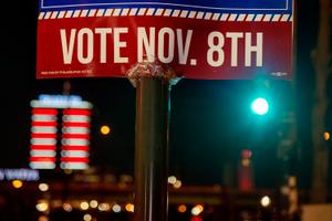 A sign in Pennsylvania reminding people to vote in the 2022 election Nov. 8.