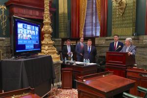 Sens. Mike Regan and Tom Killion (far right) held a joint Senate committee meeting last week to examine the issue of waivers.